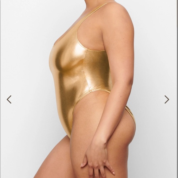 Skims Metallic GOLD Swim High Cut One Piece - Picture 6 of 11